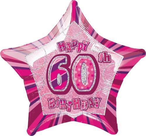 Glitz Pink 60th Birthday Star 50cm (20") Foil Balloon